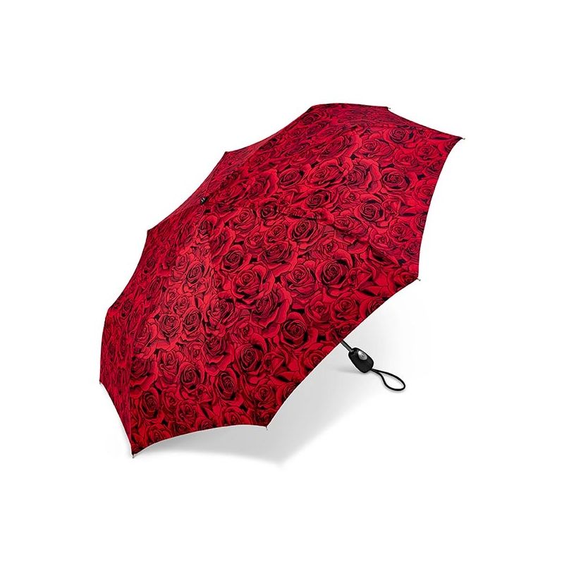 Parapluie pliant roses rouges à ouverture et fermeture automatiques