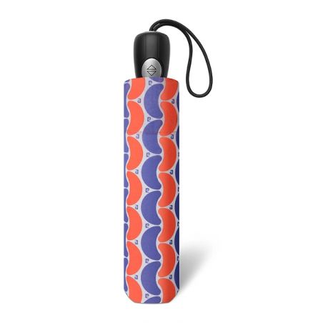 Parapluie pliant Pierre Cardin motif bleu et corail