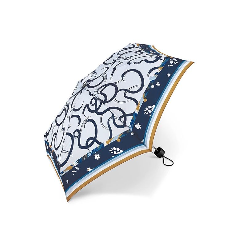 Mini parapluie pliant Pierre Cardin jeu de vagues en bleu
