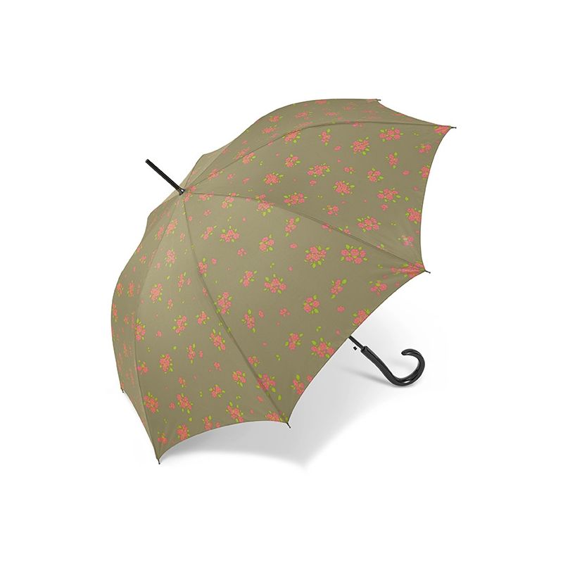 Parapluie canne fond vert Pierre Cardin fleurs printanières