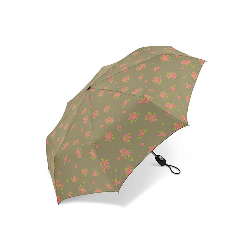 Parapluie pliant vert sauge Pierre Cardin fleurs printanières