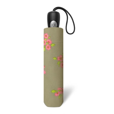 Parapluie pliant vert sauge Pierre Cardin fleurs printanières
