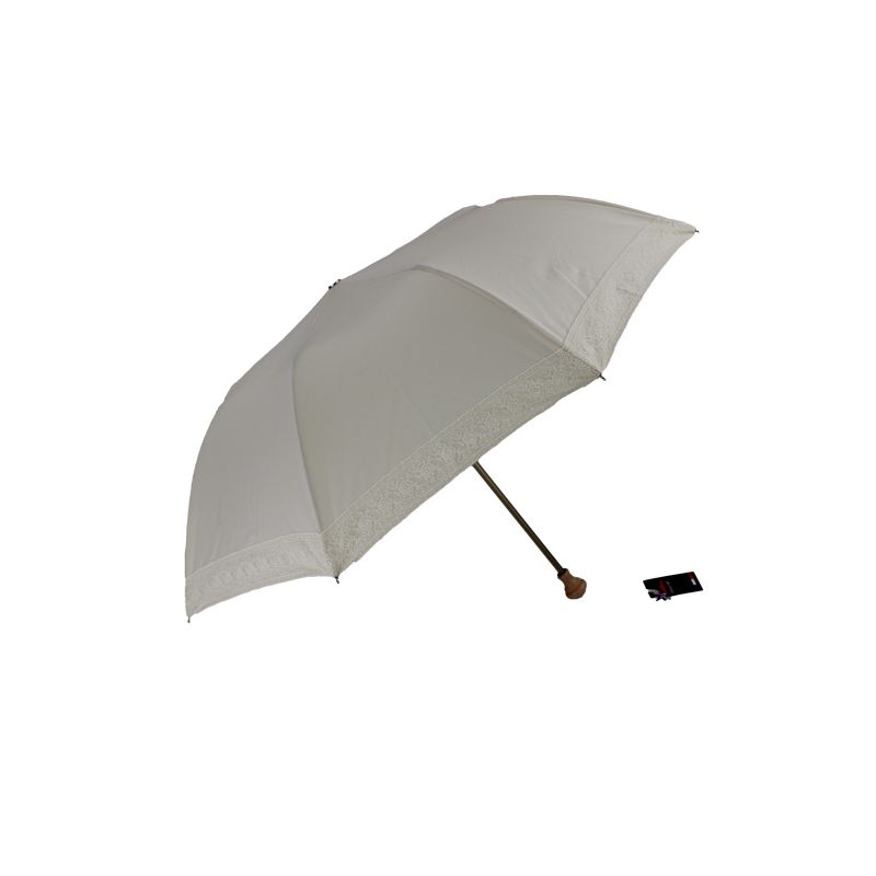 Ombrelle pliante coton écru de luxe