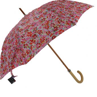 Parapluie canne champ de fleurs roses made in france