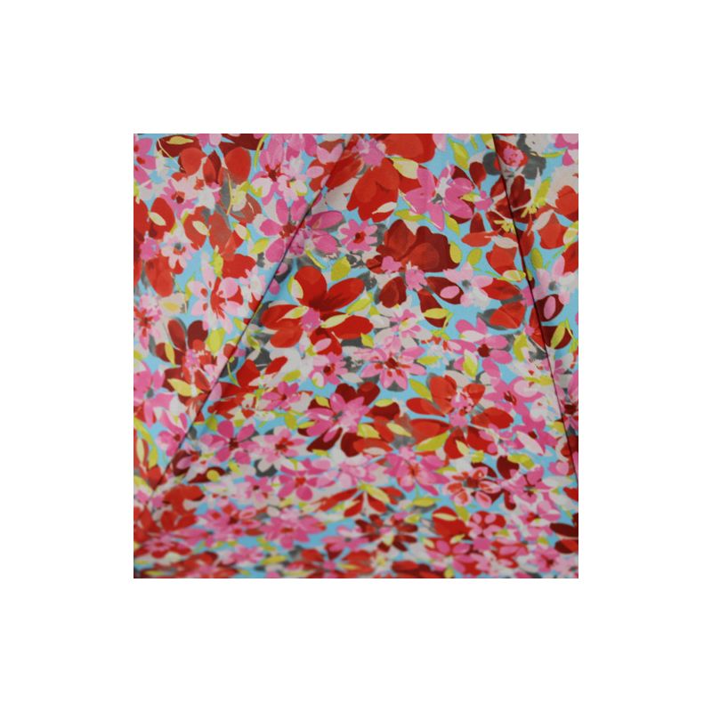 Parapluie canne champ de fleurs roses made in france