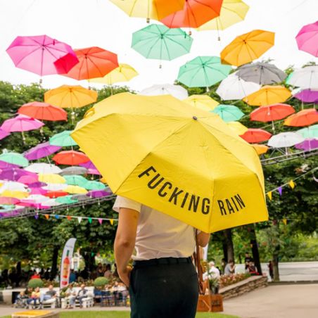 Parapluie pliant fantaisie jaune fucking rain
