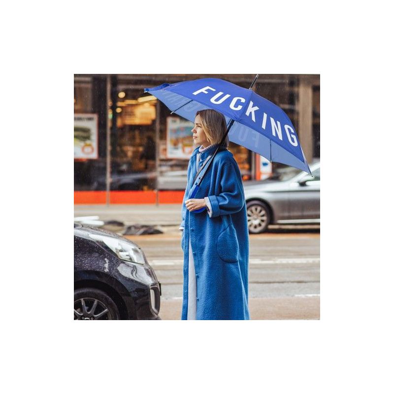 Grand parapluie fantaisie bleu fucking rain