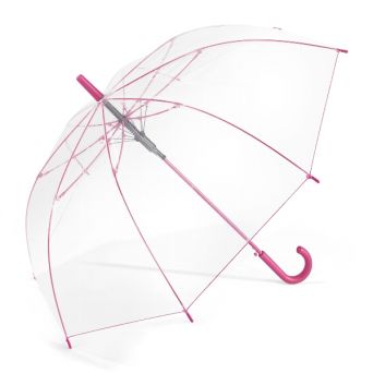 Parapluie transparent automatique liseré rose vif