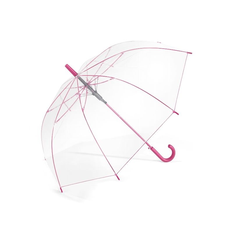 Parapluie transparent automatique liseré rose vif