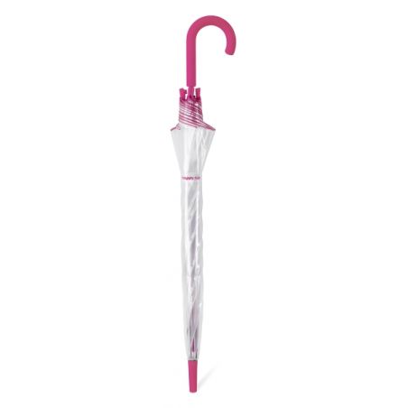 Parapluie transparent automatique liseré rose vif