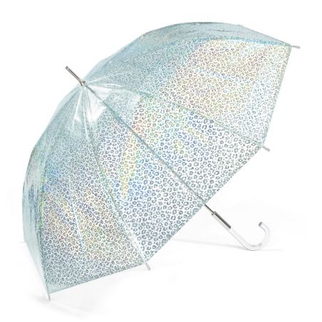 Parapluie transparent motif irisé léopard