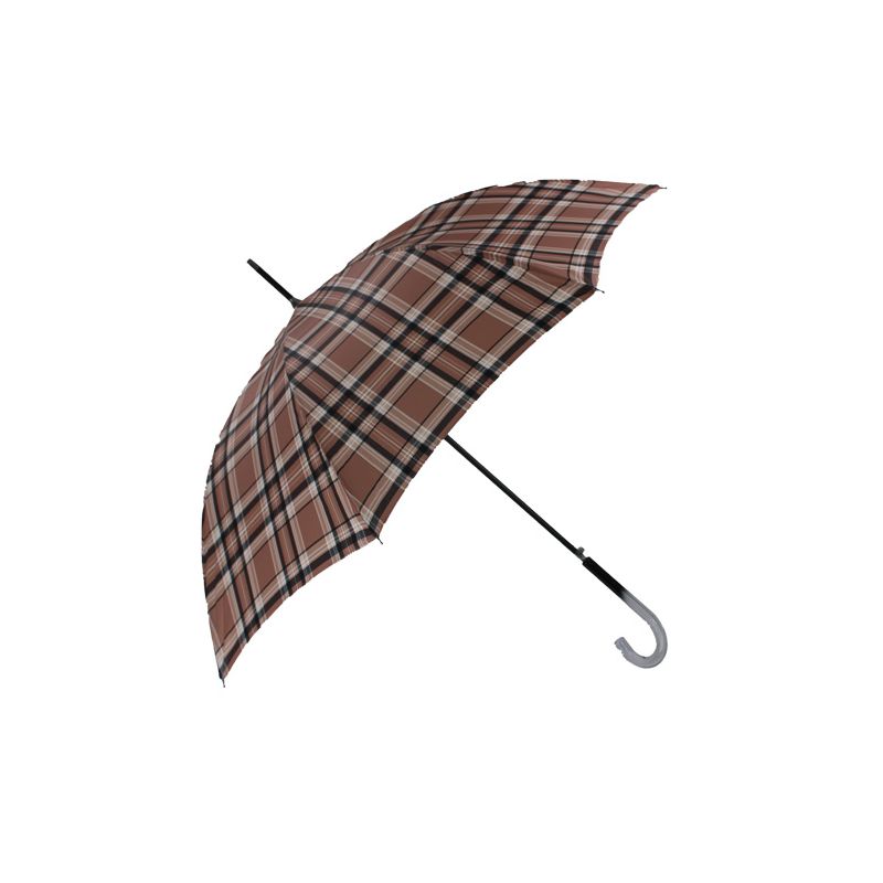 Parapluie canne français écossais noir et beige