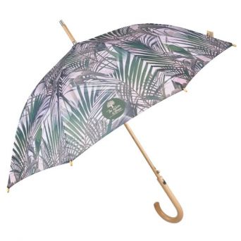 Parapluie canne écologique motif feuillage ouverture automatique