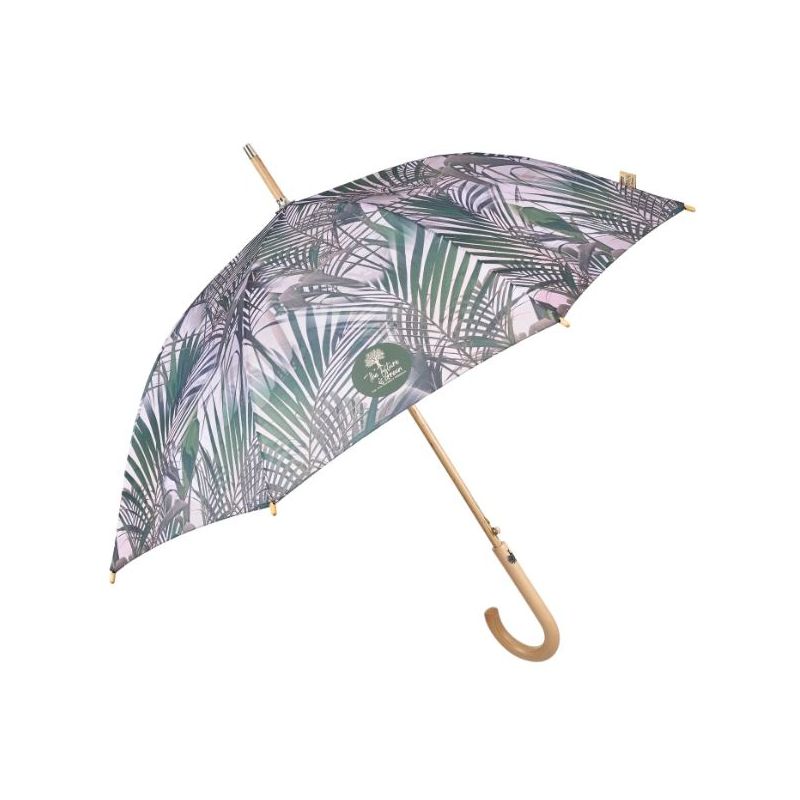 Parapluie canne écologique motif feuillage ouverture automatique