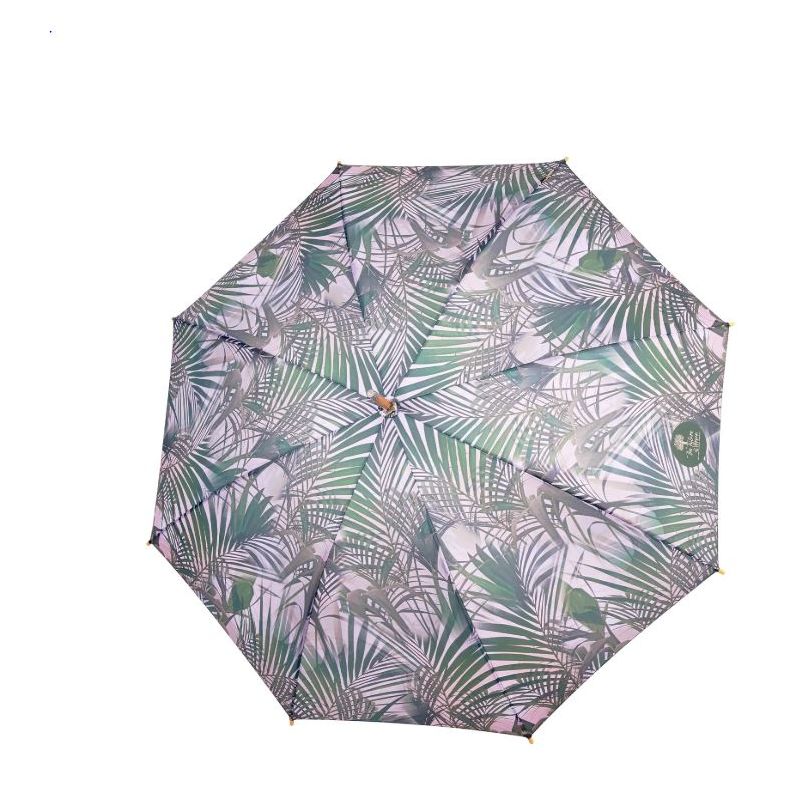 Parapluie canne écologique motif feuillage ouverture automatique