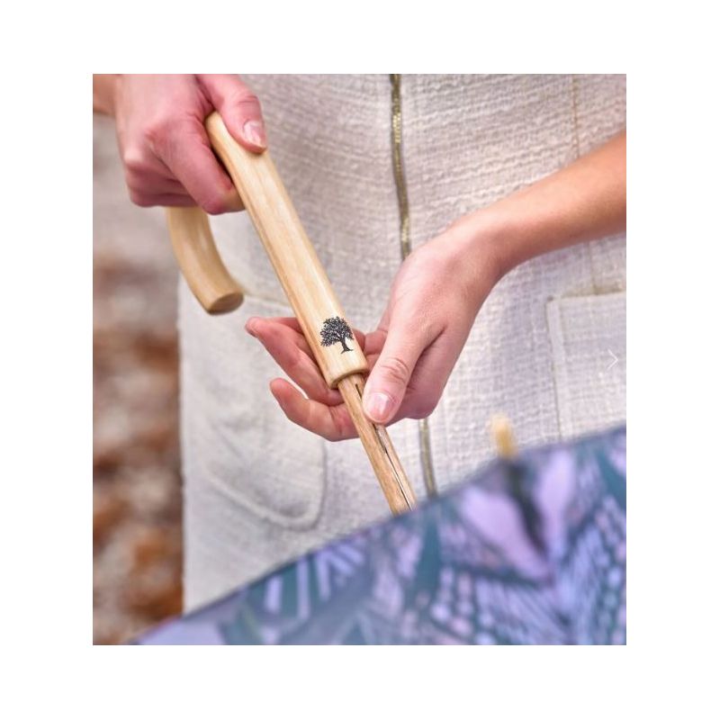 Parapluie canne écologique motif feuillage ouverture automatique