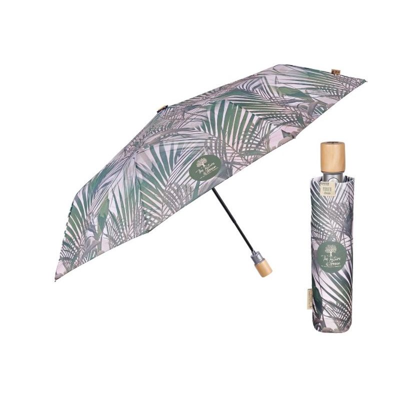 parapluie pliable écologique motif feuillage ouverture automatique
