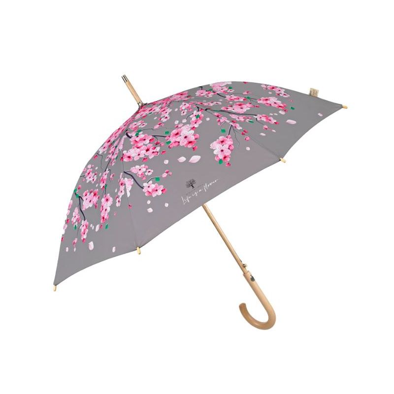 Parapluie canne éco responsable motif fleuri ouverture automatique