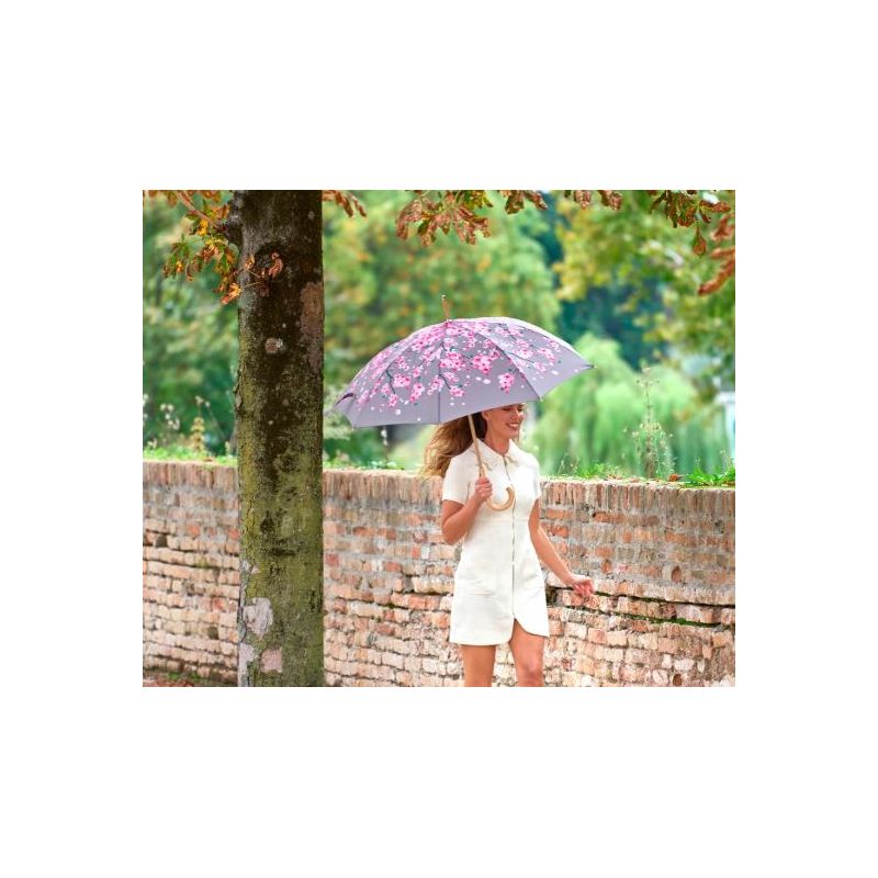 Parapluie canne éco responsable motif fleuri ouverture automatique