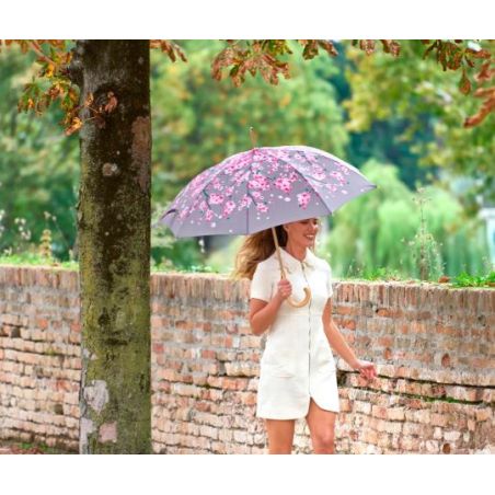 Parapluie canne éco responsable motif fleuri ouverture automatique