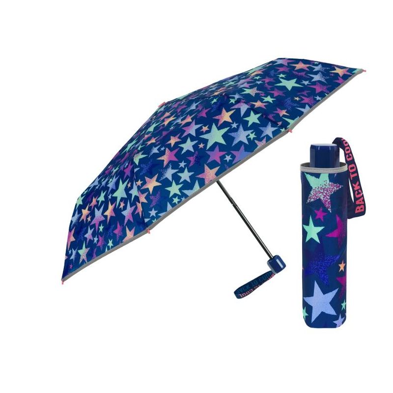 Petit parapluie pliant bleu pour collégienne