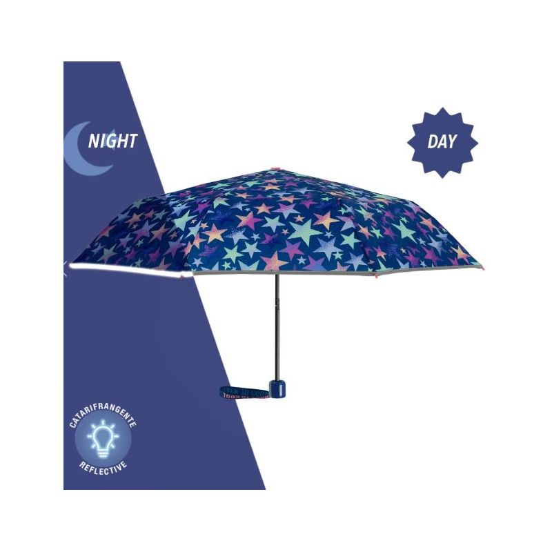 Petit parapluie pliant bleu pour collégienne
