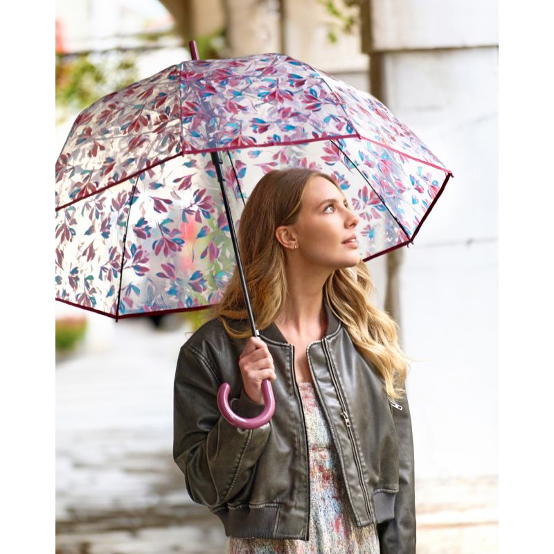 Parapluie cloche transparent feuillage