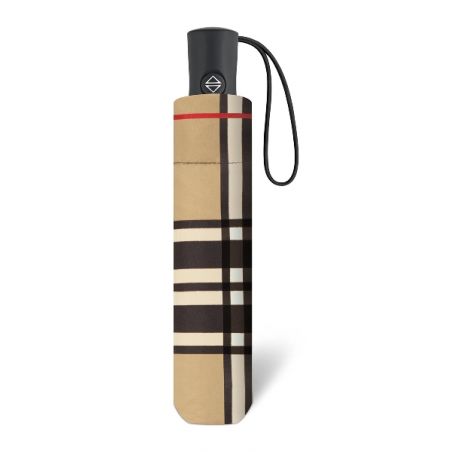 Parapluie pliant imprimé écossais beige