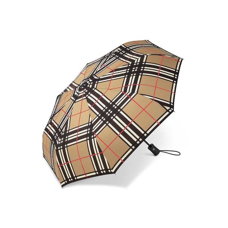 Parapluie pliant imprimé écossais beige
