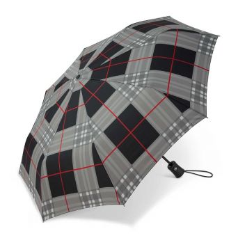 Parapluie pliant imprimé écossais gris et noir