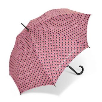 Parapluie long rose Benetton a pois violet