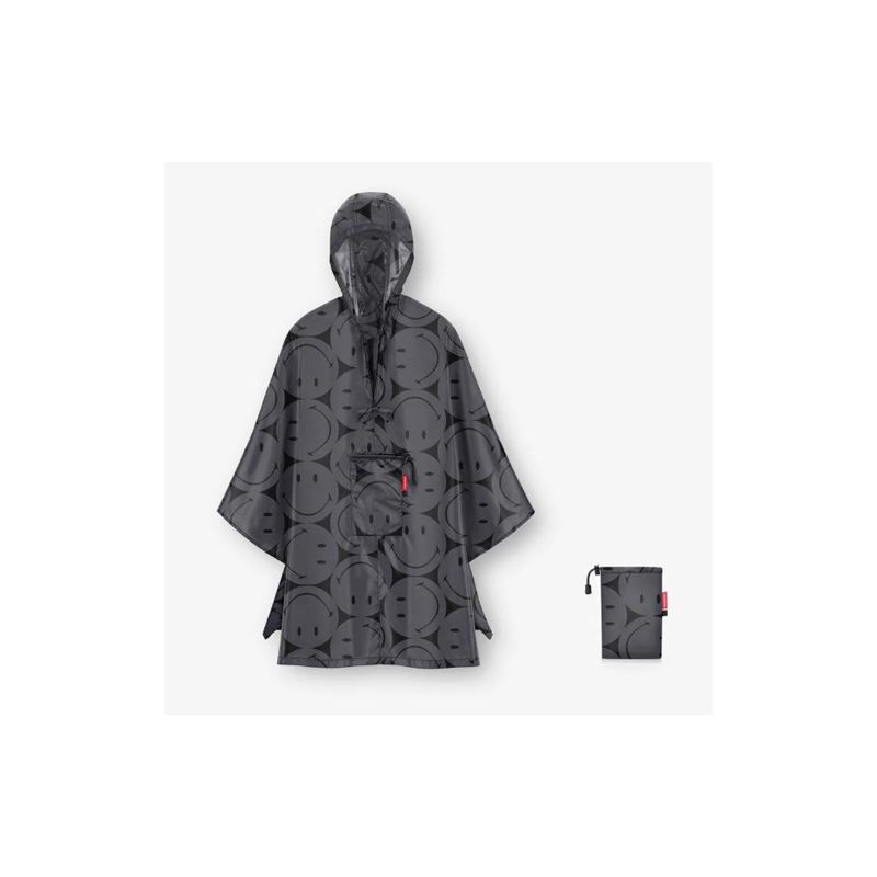 Poncho de pluie gris foncé smiley