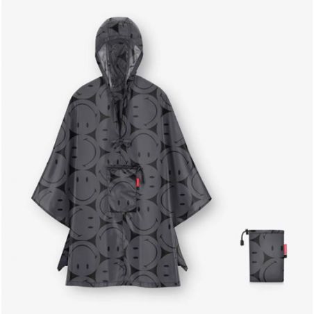 Poncho de pluie gris foncé smiley