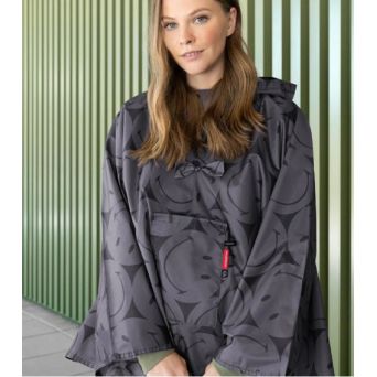 Poncho de pluie gris foncé smiley