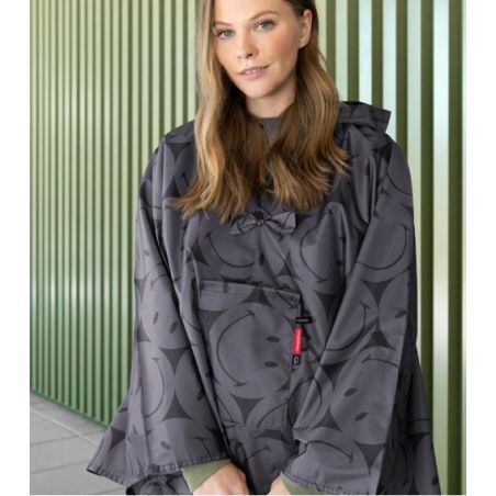 Poncho de pluie gris foncé smiley