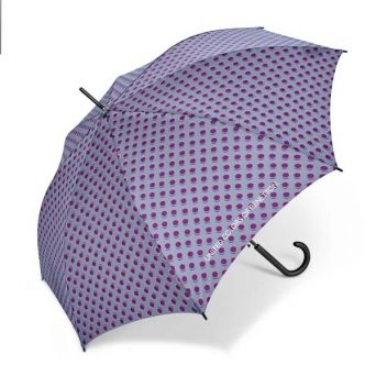 Parapluie long gris Benetton a pois violet