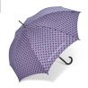 Parapluie long gris Benetton a pois violet