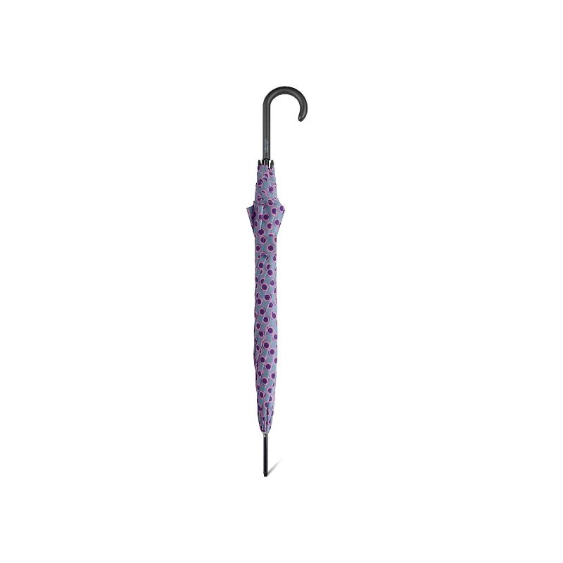 Parapluie long gris Benetton a pois violet