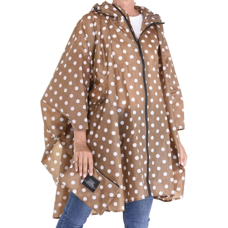 Cape de pluie moka à pois fermeture éclair
