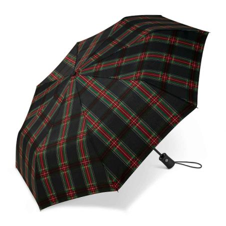 Parapluie pliant imprimé écossais vert et rouge