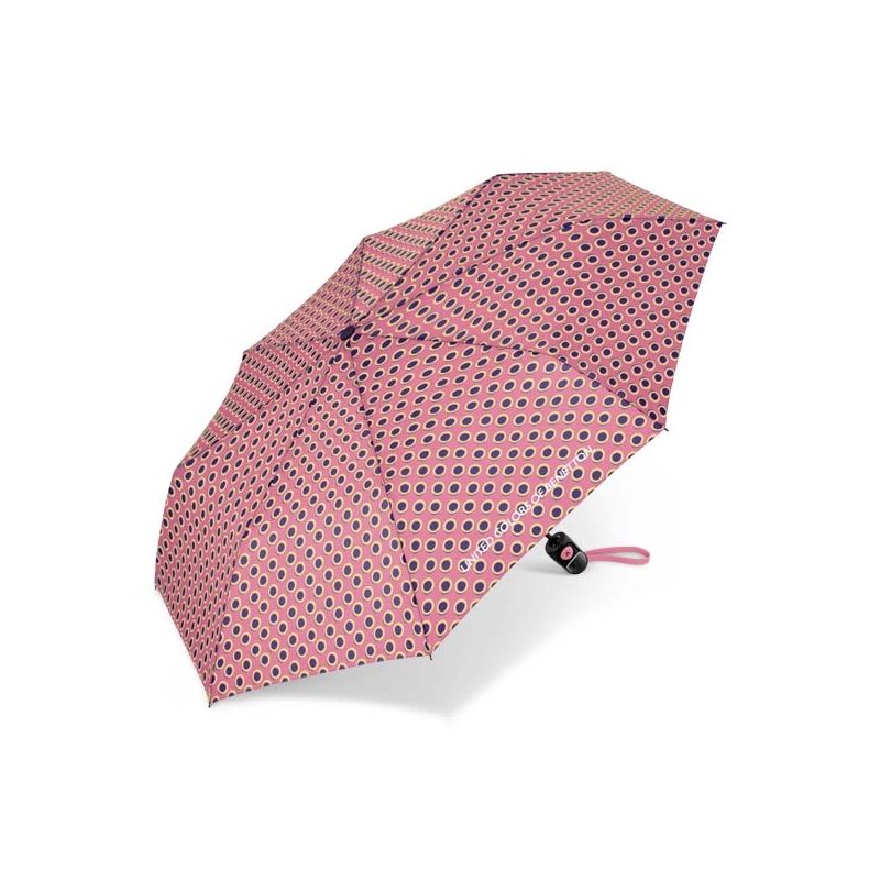 Parapluie pliant rose Benetton a pois violet