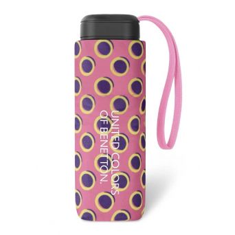 Mini parapluie Benetton rose à pois ultra plat