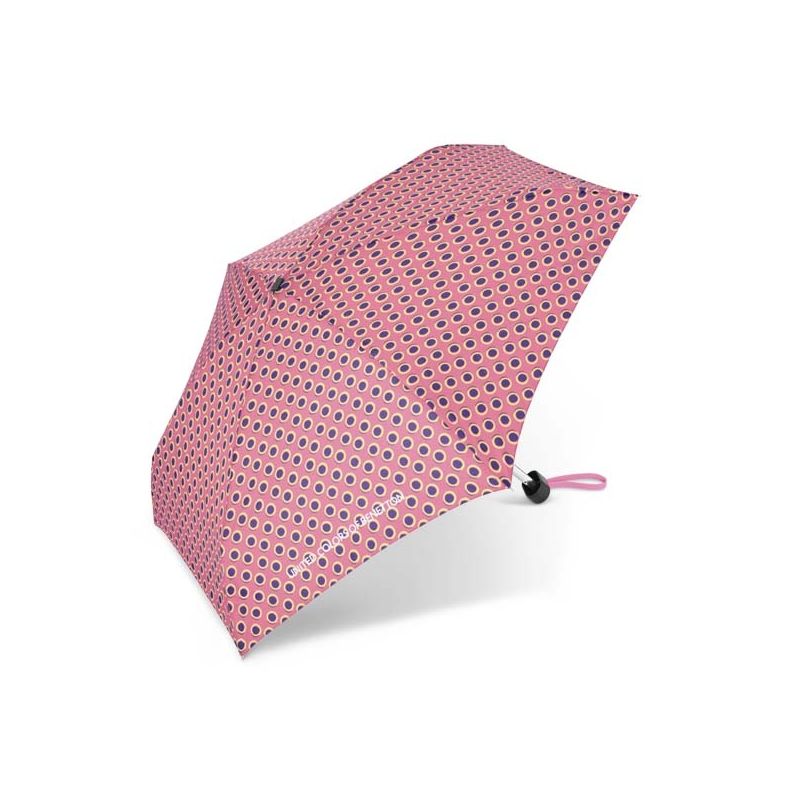Mini parapluie Benetton rose à pois ultra plat
