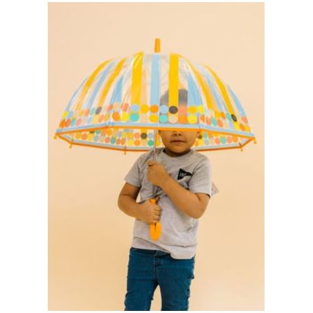 Parapluie cloche transparent rubans colorés