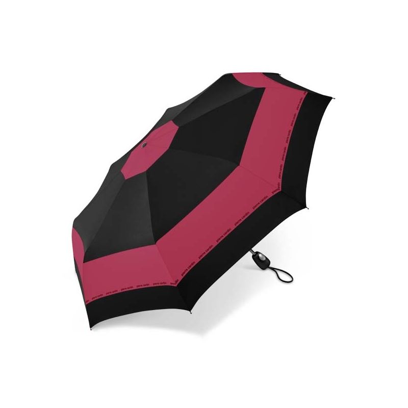 Parapluie pliant Pierre Cardin noir liseré rouge