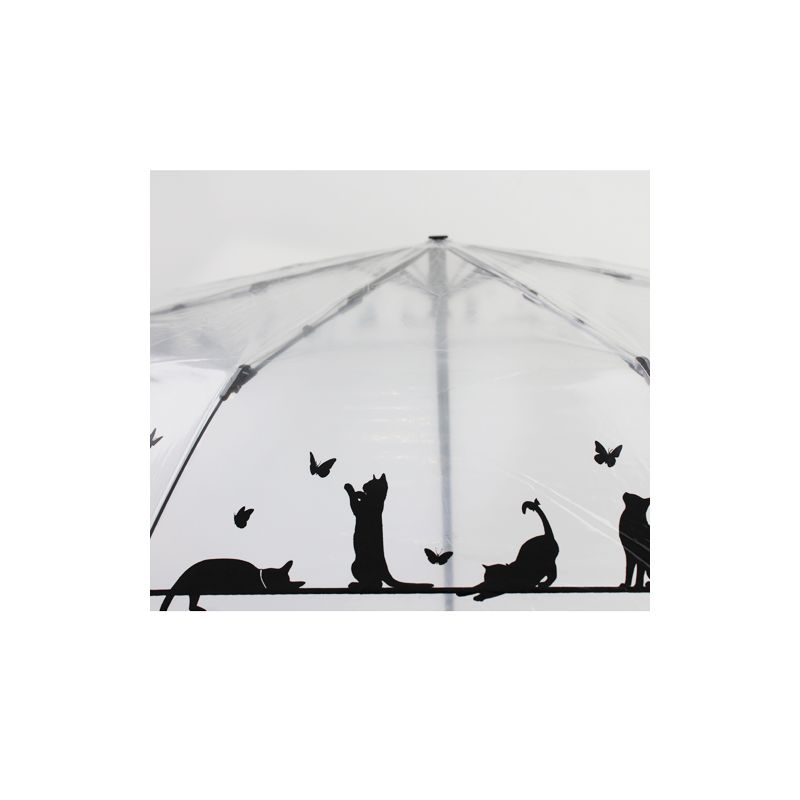 Petit parapluie pliant transparent automatique chat