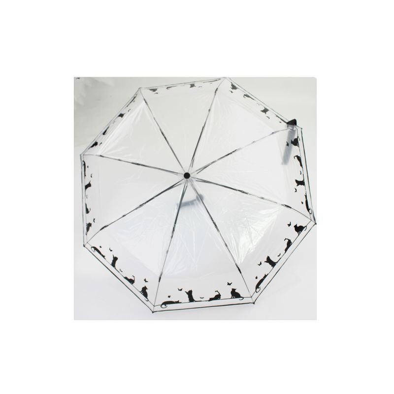 Petit parapluie pliant transparent automatique chat