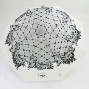 Parapluie pliant rétro blanc fabriqué en France