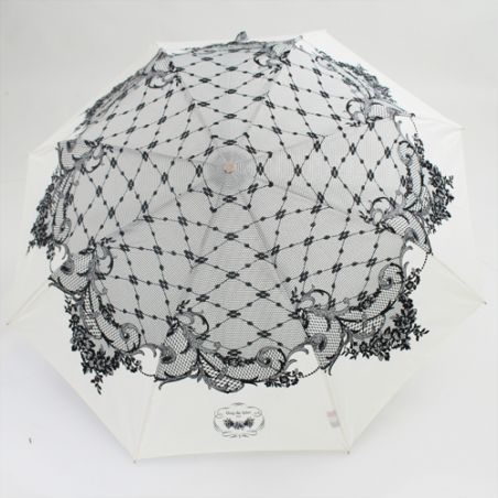 Parapluie pliant rétro blanc fabriqué en France