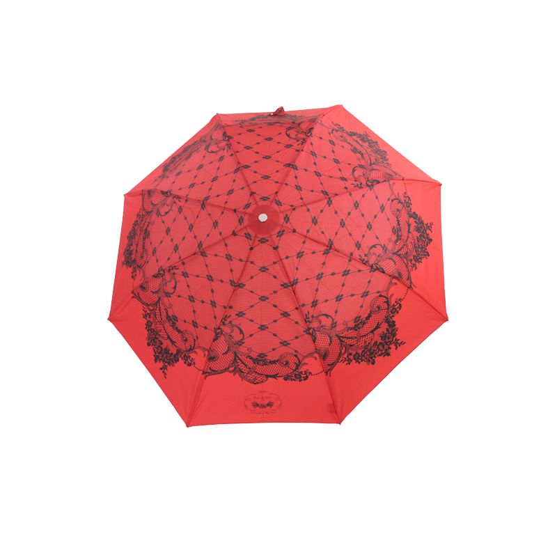 Parapluie pliant rétro rouge fabriqué en France